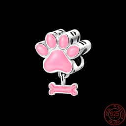Fit pand 3mm Bracelet Original 925 Sterling Silver Pink Cat Paw Series Beads Tulip Flower Charm Diy Ms Jewelry Gift