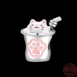Fit pand 3mm Bracelet Original 925 Sterling Silver Pink Cat Paw Series Beads Tulip Flower Charm Diy Ms Jewelry Gift