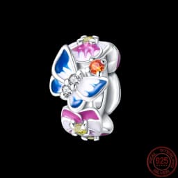 Fit pand 3mm Bracelet Original 925 Sterling Silver Pink Cat Paw Series Beads Tulip Flower Charm Diy Ms Jewelry Gift