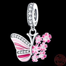 Fit pand 3mm Bracelet Original 925 Sterling Silver Pink Cat Paw Series Beads Tulip Flower Charm Diy Ms Jewelry Gift