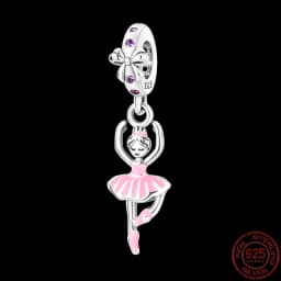 Fit pand 3mm Bracelet Original 925 Sterling Silver Pink Cat Paw Series Beads Tulip Flower Charm Diy Ms Jewelry Gift