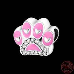 Fit pand 3mm Bracelet Original 925 Sterling Silver Pink Cat Paw Series Beads Tulip Flower Charm Diy Ms Jewelry Gift