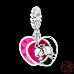 Fit pand 3mm Bracelet Original 925 Sterling Silver Pink Cat Paw Series Beads Tulip Flower Charm Diy Ms Jewelry Gift