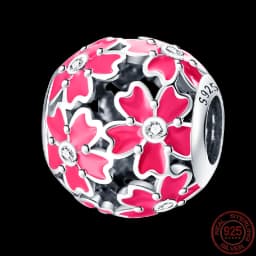 Fit pand 3mm Bracelet Original 925 Sterling Silver Pink Cat Paw Series Beads Tulip Flower Charm Diy Ms Jewelry Gift