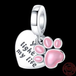 Fit pand 3mm Bracelet Original 925 Sterling Silver Pink Cat Paw Series Beads Tulip Flower Charm Diy Ms Jewelry Gift