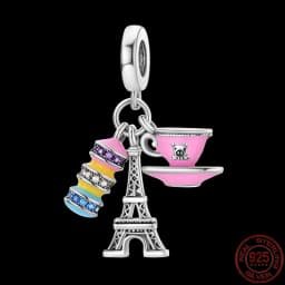 Fit pand 3mm Bracelet Original 925 Sterling Silver Pink Cat Paw Series Beads Tulip Flower Charm Diy Ms Jewelry Gift