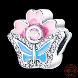 Fit pand 3mm Bracelet Original 925 Sterling Silver Pink Cat Paw Series Beads Tulip Flower Charm Diy Ms Jewelry Gift