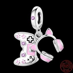 Fit pand 3mm Bracelet Original 925 Sterling Silver Pink Cat Paw Series Beads Tulip Flower Charm Diy Ms Jewelry Gift