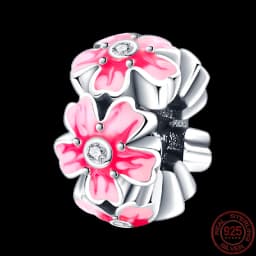 Fit pand 3mm Bracelet Original 925 Sterling Silver Pink Cat Paw Series Beads Tulip Flower Charm Diy Ms Jewelry Gift