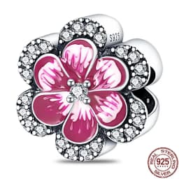 Fit pand 3mm Bracelet Original 925 Sterling Silver Pink Cat Paw Series Beads Tulip Flower Charm Diy Ms Jewelry Gift