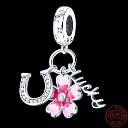 Fit pand 3mm Bracelet Original 925 Sterling Silver Pink Cat Paw Series Beads Tulip Flower Charm Diy Ms Jewelry Gift