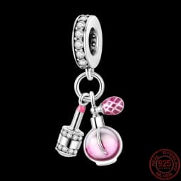 Fit pand 3mm Bracelet Original 925 Sterling Silver Pink Cat Paw Series Beads Tulip Flower Charm Diy Ms Jewelry Gift