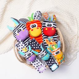 Newborn Baby Cute Stuffed Animals Baby Rattles Soft Socks Wristband Set Baby Rattles Toys Make Sounds Games For Babies
