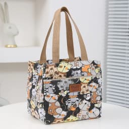 Cute Cartoon Print Lunch Bag, Insulated Large Capacity Bento Bag, Thermal Cooler Handbag For School, Work, Travel & Picnic