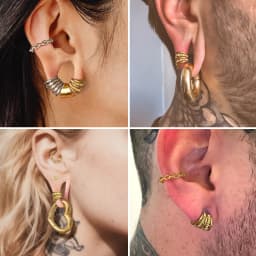Giga 5 in 1 Stack Rings Design Ear Cuff Piercing Gauge Earrings Body Jewelry Plugs Stretcher Studs Clip on Cartilage Expander