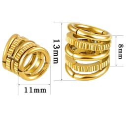 Giga 5 in 1 Stack Rings Design Ear Cuff Piercing Gauge Earrings Body Jewelry Plugs Stretcher Studs Clip on Cartilage Expander