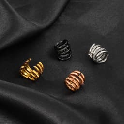 Giga 5 in 1 Stack Rings Design Ear Cuff Piercing Gauge Earrings Body Jewelry Plugs Stretcher Studs Clip on Cartilage Expander