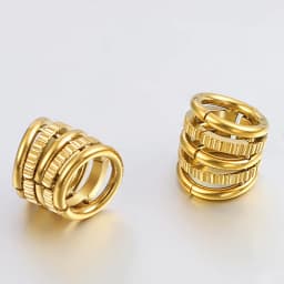 Giga 5 in 1 Stack Rings Design Ear Cuff Piercing Gauge Earrings Body Jewelry Plugs Stretcher Studs Clip on Cartilage Expander