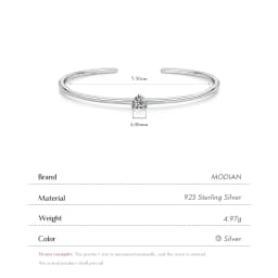 Modian 100% Real 925 Sterling Silver Round Clear Ten Heart CZ Open Bracelet For Women Fine Jewelry Charm Adjustable Bangle Gifts