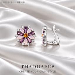 Ear Clip Colorful Flower,Europe Style Luck Happiness Fine Jewerly For Women,2022 Brand New Bohemia Gift In 925 Sterling Silver