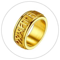 Chainspro Choice Men Rings Norse Viking Runes Spinner Ring Stainless Steel Rotatable Rings Anxiety Release Anti-Stress Ring
