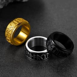 Chainspro Choice Men Rings Norse Viking Runes Spinner Ring Stainless Steel Rotatable Rings Anxiety Release Anti-Stress Ring