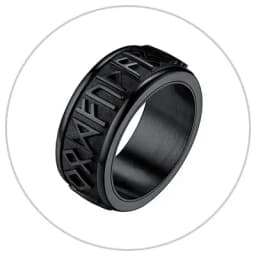 Chainspro Choice Men Rings Norse Viking Runes Spinner Ring Stainless Steel Rotatable Rings Anxiety Release Anti-Stress Ring