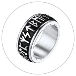 Chainspro Choice Men Rings Norse Viking Runes Spinner Ring Stainless Steel Rotatable Rings Anxiety Release Anti-Stress Ring