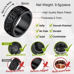 Chainspro Choice Men Rings Norse Viking Runes Spinner Ring Stainless Steel Rotatable Rings Anxiety Release Anti-Stress Ring