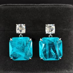New Sparkling Paraiba Tourmaline Gemstone Drop Earrings 100% Sterling Silver High Carbon Diamond Fine Jewelry for Women