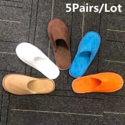 5 Pairs Winter Slippers Men Women Hotel Disposable Slides Home Travel Sandals Hospitality Footwear One Size on Sale