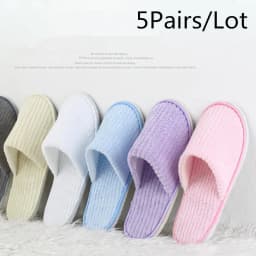 5 Pairs Winter Slippers Men Women Hotel Disposable Slides Home Travel Sandals Hospitality Footwear One Size on Sale