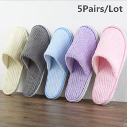 5 Pairs Winter Slippers Men Women Hotel Disposable Slides Home Travel Sandals Hospitality Footwear One Size on Sale