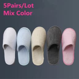 5 Pairs Winter Slippers Men Women Hotel Disposable Slides Home Travel Sandals Hospitality Footwear One Size on Sale