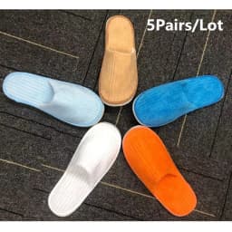 5 Pairs Winter Slippers Men Women Hotel Disposable Slides Home Travel Sandals Hospitality Footwear One Size on Sale