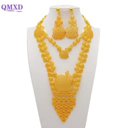 Dubai Gold Color Jewelry Sets African Indian Wedding Bridal Wife Gifts Necklace Bracelet Earrings Ring Jewelry for Women 2022