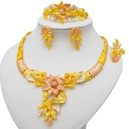 Dubai Gold Color Jewelry Sets African Indian Wedding Bridal Wife Gifts Necklace Bracelet Earrings Ring Jewelry for Women 2022