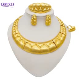 Dubai Gold Color Jewelry Sets African Indian Wedding Bridal Wife Gifts Necklace Bracelet Earrings Ring Jewelry for Women 2022