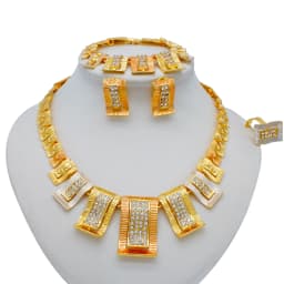 Dubai Gold Color Jewelry Sets African Indian Wedding Bridal Wife Gifts Necklace Bracelet Earrings Ring Jewelry for Women 2022