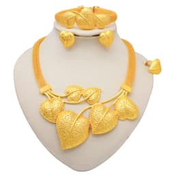 Dubai Gold Color Jewelry Sets African Indian Wedding Bridal Wife Gifts Necklace Bracelet Earrings Ring Jewelry for Women 2022