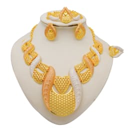 Dubai Gold Color Jewelry Sets African Indian Wedding Bridal Wife Gifts Necklace Bracelet Earrings Ring Jewelry for Women 2022