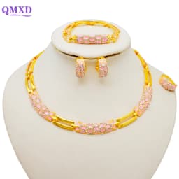 Dubai Gold Color Jewelry Sets African Indian Wedding Bridal Wife Gifts Necklace Bracelet Earrings Ring Jewelry for Women 2022