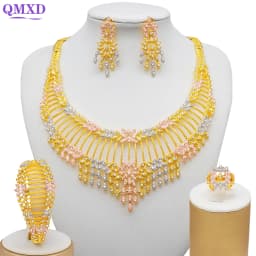 Dubai Gold Color Jewelry Sets African Indian Wedding Bridal Wife Gifts Necklace Bracelet Earrings Ring Jewelry for Women 2022
