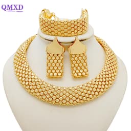 Dubai Gold Color Jewelry Sets African Indian Wedding Bridal Wife Gifts Necklace Bracelet Earrings Ring Jewelry for Women 2022