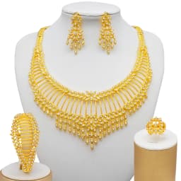Dubai Gold Color Jewelry Sets African Indian Wedding Bridal Wife Gifts Necklace Bracelet Earrings Ring Jewelry for Women 2022