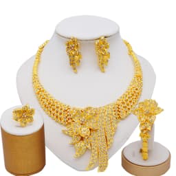 Dubai Gold Color Jewelry Sets African Indian Wedding Bridal Wife Gifts Necklace Bracelet Earrings Ring Jewelry for Women 2022