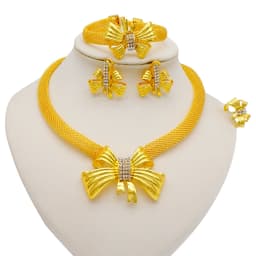 Dubai Gold Color Jewelry Sets African Indian Wedding Bridal Wife Gifts Necklace Bracelet Earrings Ring Jewelry for Women 2022