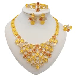 Dubai Gold Color Jewelry Sets African Indian Wedding Bridal Wife Gifts Necklace Bracelet Earrings Ring Jewelry for Women 2022