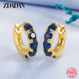 ZDADAN 925 Sterling Silver 18K Gold Emerald Hoop Earrings For Women Fashion Jewelry