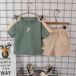 0-5 Years Old Boy Simple Korean Fashion T-Shirt + Baby Summer Cotton Shorts Suit